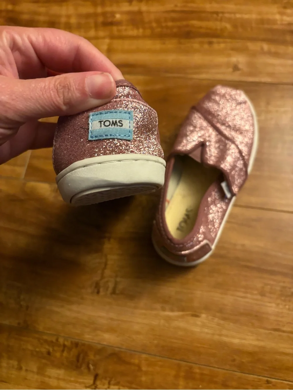 Toms Kids Glitter Slip-On Moccasins - Dusty Rose